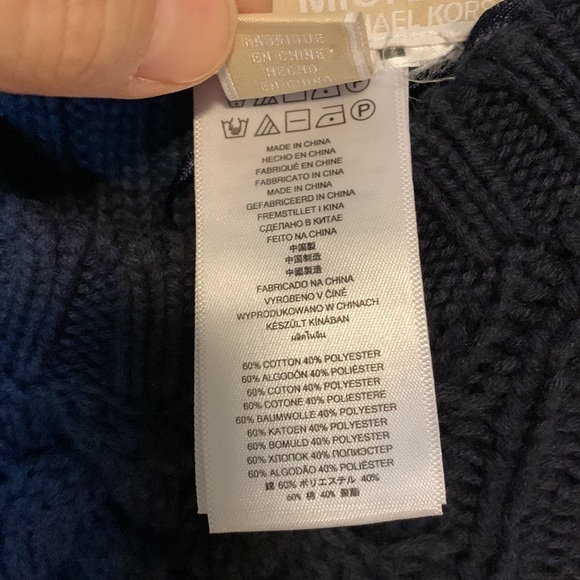 Michael Kors Navy Cable Knit Sweater Small NWOT Double Zip, Nautical Chic - Picture 14 of 15